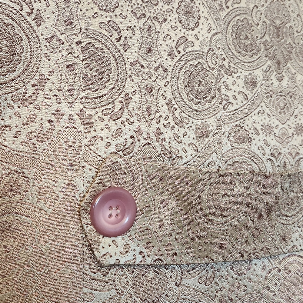 bebe Metallic Taupe Paisley-Print Button Trench Coat - Picture 6 of 7